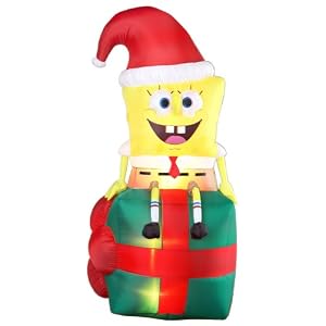 Gemmy 1708700 Airblown Inflatable - SpongeBob Sitting on Present
