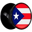 2 Gauge Black Acrylic Puerto Rico Flag Saddle Plug