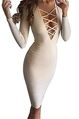 Sexy V-neck Long Sleeves Fall Cotton Bandage Dress/Bodycon Dress/Club Dress/Party Dress 