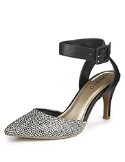 Limited Collection Ankle Strap Pointed Toe Spotted Sandals