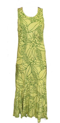 Womens Long Hawaiian Dress Kuulei in Green