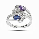 Customized Sterling Silver Couple's Name and Birthstone Ring-available in Size 4 to 14 -Ship in 3 to 4 Weeks