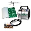 Temporary Tattoo Airbrushing System with an Iwata HP-B PLUS Airbrush and Salon Compressor and 4 - 1 Ounce Airbrush Tattoo Paints