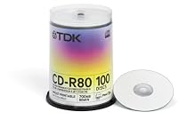 TDK CD-R80PWWCBA100-B Printable CD-R 80min 700MB 52x 100 Pack