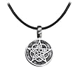 Black Leather Adjustable Pewter Celtic Necklace MADE WITH SWAROVSKI ELEMENTS