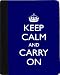 Rikki KnightTM Keep Calm and Carry On – Blue Color Design – Black Leather and Faux Suede Case for Apple iPad® 2 – The New iPad (3rd Generation) – Unisex – Ideal Gift for all occassions!