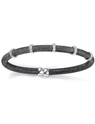 Sterling Silver & Cz Black Rhodium Plated Bangle