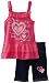 Young Hearts Toddler Girls Love Printed Ruffle Jersey and Denim Bermuda Set