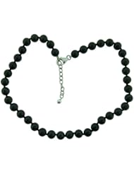 O&G Australia Natural 9mm Round Black Spinel with an Adjustable 2 Inch Extender Made of 925 Sterling Silver (200cttw) Necklace