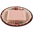 Portuguese Hand Painted Soap Dish with Rose Scented Shea Butter Soap, 100 gram bar