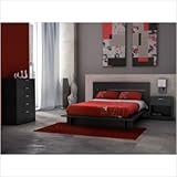 Milan Queen Platform Bedroom Set in Solid Black
