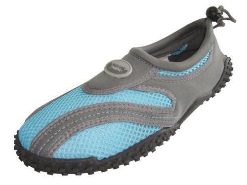 Womens Water Shoes Aqua Socks Pool Beach ,Yoga,Dance and Exercise (7, Grey/Blue 1185L)