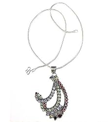 Pendants and Lockets with Chain Silver Multi Gemstones Jewelry 40 Grams (pndts045pndt)