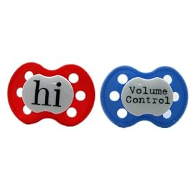 On My Mind BPA-free Pacifier 2 pack - Red "Hi" Pacifier and Blue "Volume Control" Pacifier