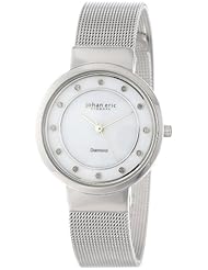 Johan Eric Womens JE6100-04-009 Arhus Diamond Round Stainless Steel Mother-Of-Pearl Dial Watch