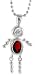 Sterling Silver July Birthstone Baby Brat Boy Pendant w/ Ruby Color Cubic Zirconia