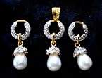 Pendants - AD STONE STUDDED LOCKET SET WITH WHITE PEARLS DROP