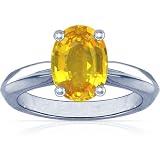 Platinum Oval Cut Yellow Sapphire Solitaire Ring