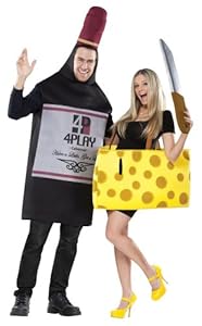 FunWorld Perfectly Paired Wine And Cheese Set, 2 COSTUMES IN 1 BAG,  Black/Yellow, One Size