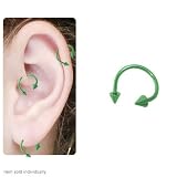 Titanium Cartilage Tragus Twister Ring with Spike Beads - Green
