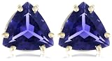 14k White or Yellow Gold 8mm Iolite Trillion Cut Stud Earrings
