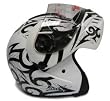 White Tattoo Flip Up Modular Motorcycle Street Sport Bike Full Face Helmet DOT (Medium)