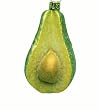 Sugared Fruit Decorative Green Glitter Avocado Glass Christmas Ornament 3.5"