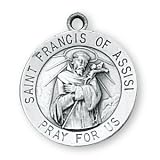 Sterling Silver St Francis of Assisi Medal and 20-inch Chain