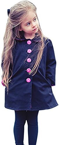 Megaerobe Girls Kids Autumn Long Trench Coat Wind Jacket Outwear (Size 130 for 8-9Y)