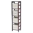 Capri 4-Section N Storage Shelf with 4 Foldable Beige Fabric Baskets By Winsome Furniture