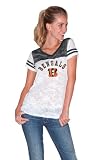 NFL Women's Cincinnati Bengals the Coop Football Top In Burnout Team Colors (White/Black, Large)