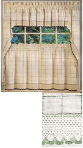 more about 5238P-Airondack Kitchen Curtain - white/green, swag