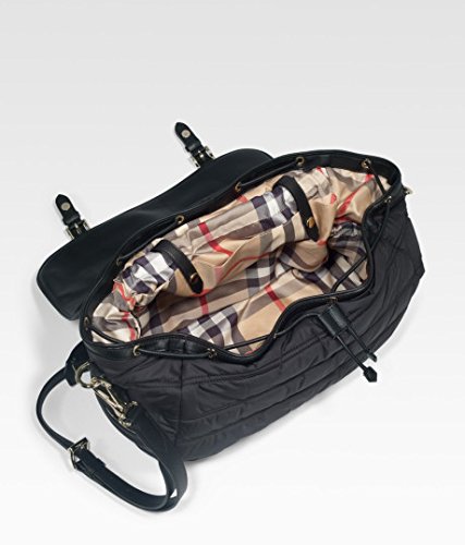 Burberry Diaper Bag Babys Quilted Nylon Black With Changing Pad