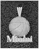 Logo Art Miami, FL Hurricanes Sterling Silver Basketball Pendant