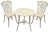 Denewood CFC002W Versailles White Cast Aluminum Three Piece Bistro Set