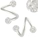 16g 16 gauge (1.2mm), 5/16 Inches 8mm long - surgical steel eyebrow lip bars ear tragus Twist earring rings spiral Barbells with Clear Swarovski Crystal Ferido balls APSD - Pierced Jewelry Body Piercing Jewellery- Set of 2 picture