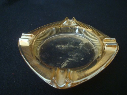 See Vintage Carnival Glass Like Small Square Ashtray