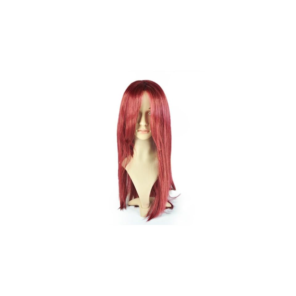 Long Dark RED Cosplay Party Straight full women men wigs Wig hair 66cm 