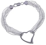 Sterling Silver Multi Strand Bracelet with Heart