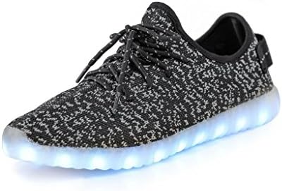 MWSC Men Women Unisex 7 Colors LED Luminous Flashing USB Charging Sneakers Light Up Low Top Colorful Glowing Leisure Flat Fashion Shoes with USB Charging Cable, Black, US 8.5