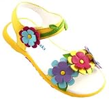 Pippytoes Girl's Leather Sandals Floral- Yellow, Blue Multi
