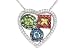 1 3/8 Carat Multigemstone and 1/4 Carat Diamond 14K White Gold Geometric Heart Pendant w/Chain