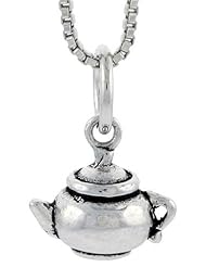Sterling Silver Tea Pot Pendant, 3/8 inch tall