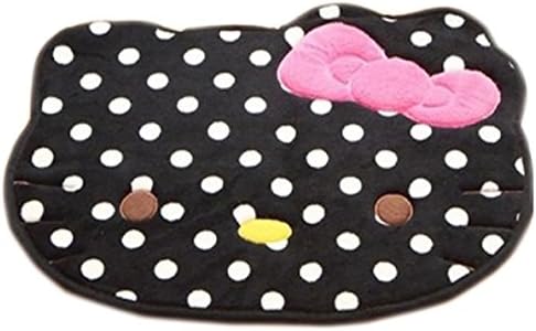Ilucky Hello Kitty Face Non-slip Mats Sitting Room Carpet Cute Door Mat Bedroom Decoration Footcloth Rug (black wave point)