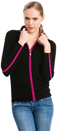Women's Two-Tone Zip Hoodie - 100% Cashmere - Citizen Cashmere