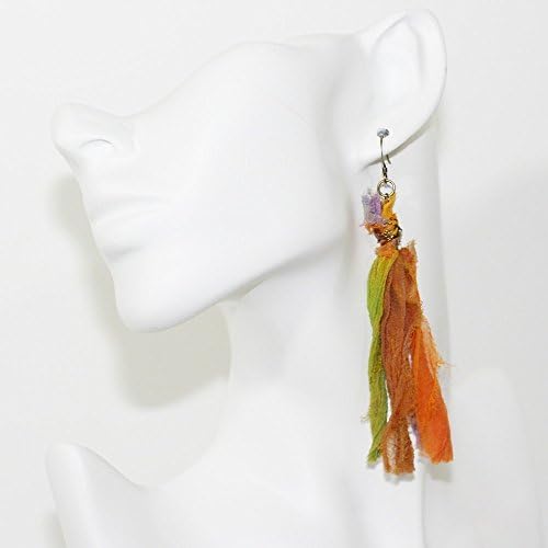 Orange Silk Tassel Earrings