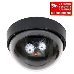 VideoSecu Dummy Fake Imitation Security Camera with Flashing Light LED Cost-effective Security CCTV Simulated Dome Camera with Free Warning Decal DMY03D 1PZ