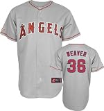 Jered Weaver Jersey: Adult 2010 Majestic Road Grey Replica #36 Los Angeles Angels of Anaheim Jersey