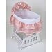 Badger Basket Portable Bassinet 'N Cradle with Toybox Base, Pink Waffle Ruffled