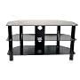 Kaspian 900 Plus Black Glass TV Stand with black legs for LCD / Plasma TVs of up to 42" or 80kg with 3 toughened glass shelves and cable management